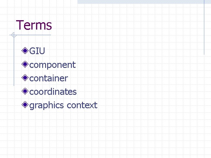 Terms GIU component container coordinates graphics context 