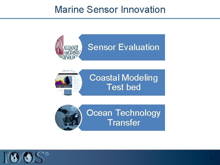 Marine Sensor Innovation Sensor Evaluation Coastal Modeling Test bed Ocean Technology Transfer 3 