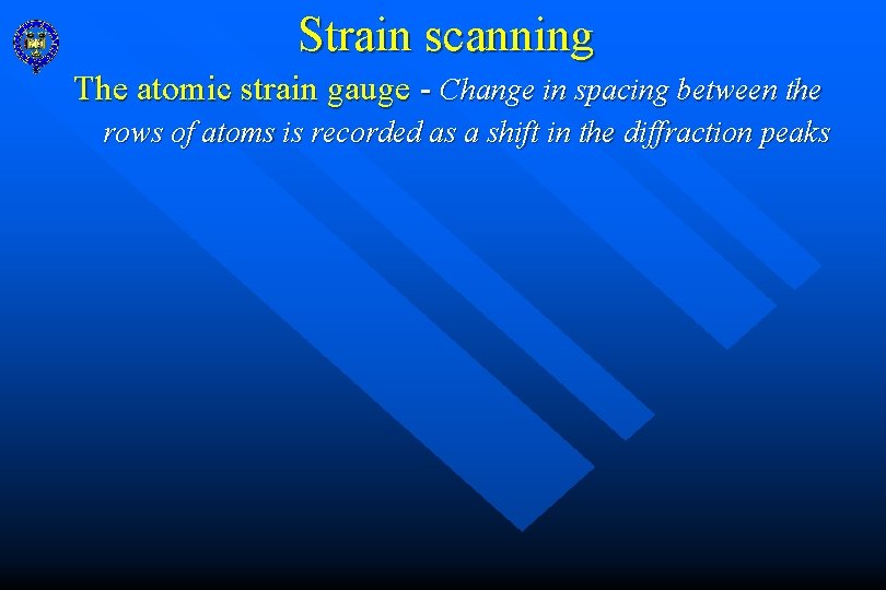 Strain scanning The atomic strain gauge - Change in spacing between the rows of