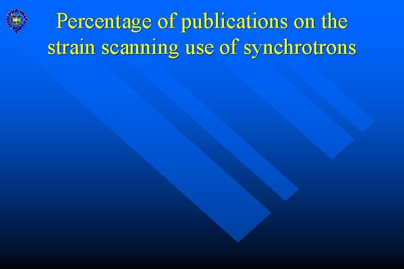 Percentage of publications on the strain scanning use of synchrotrons 