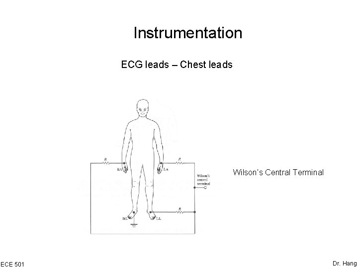 Instrumentation ECG leads – Chest leads Wilson’s Central Terminal ECE 501 Dr. Hang 