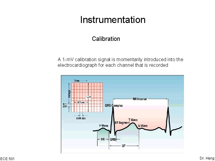 Instrumentation Calibration A 1 -m. V calibration signal is momentarily introduced into the electrocardiograph