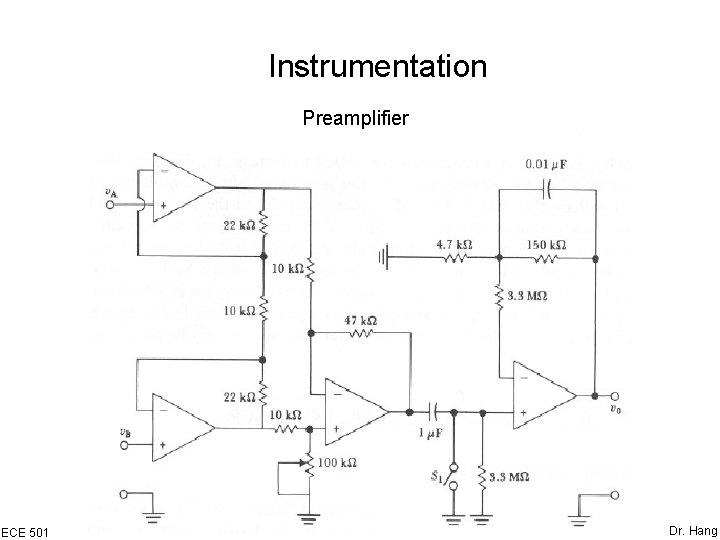 Instrumentation Preamplifier ECE 501 Dr. Hang 