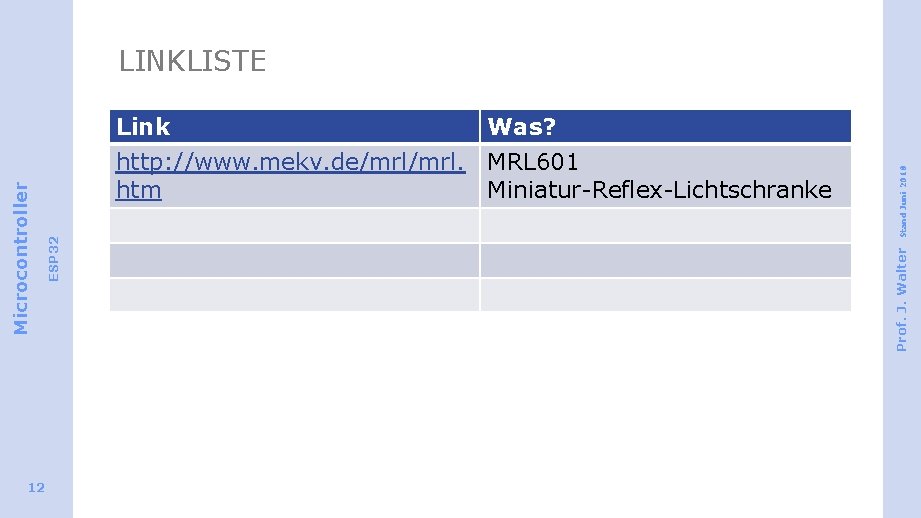 LINKLISTE 12 Prof. J. Walter Stand Juni 2018 Was? http: //www. mekv. de/mrl. MRL