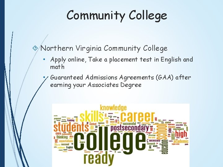 Community College Northern Virginia Community College • Apply online, Take a placement test in