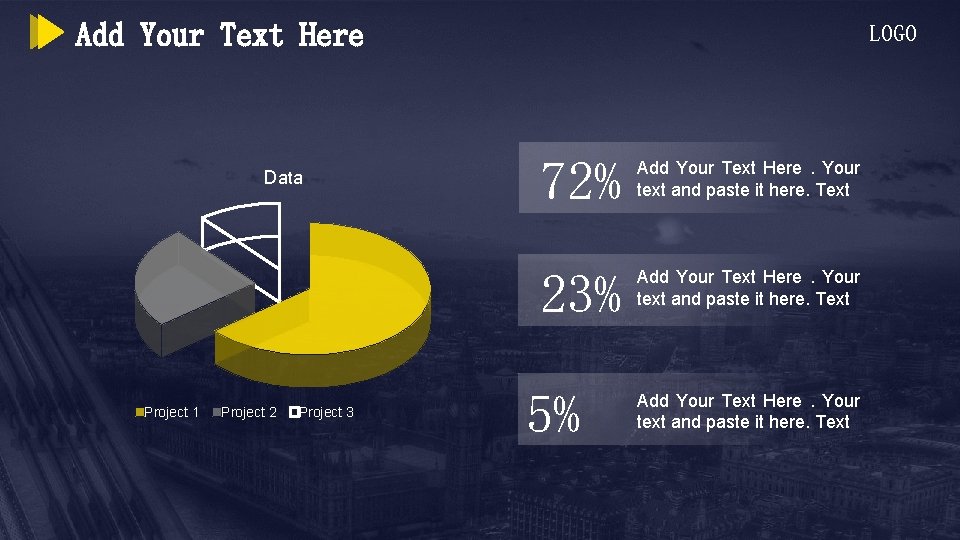 Add Your Text Here Data Project 1 Project 2 Project 3 LOGO 72% Add