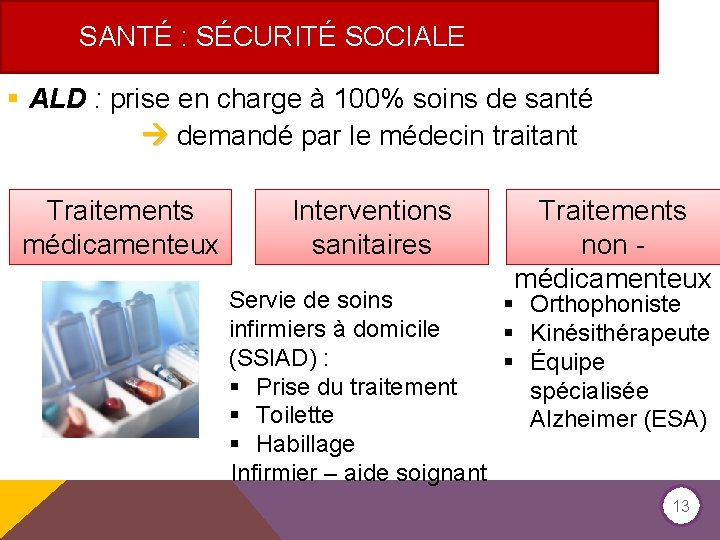 SANTÉ : SÉCURITÉ SOCIALE § ALD : prise en charge à 100% soins de