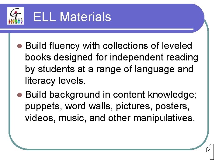 ELL Materials l Build fluency with collections of leveled books designed for independent reading