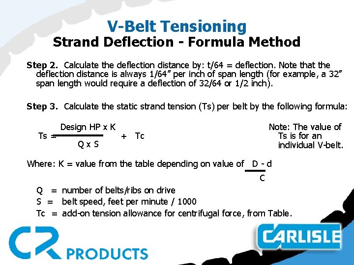 VBelt Installation Tensioning VBelt Installation Check List 1