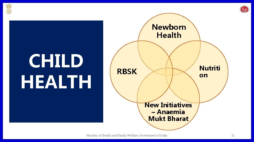 Newborn Health CHILD HEALTH Nutriti on RBSK New Initiatives – Anaemia Mukt Bharat Ministry