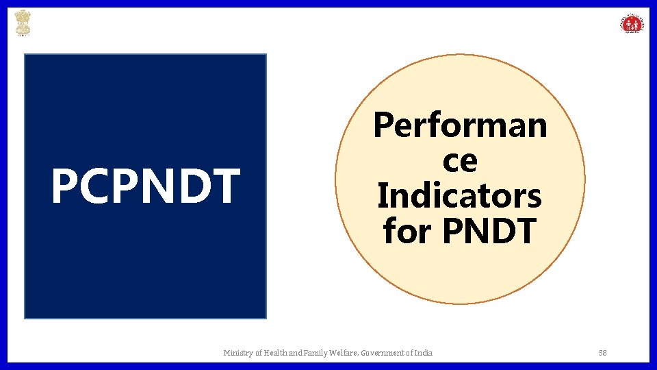 PCPNDT Performan ce Indicators for PNDT Ministry of Health and Family Welfare, Government of