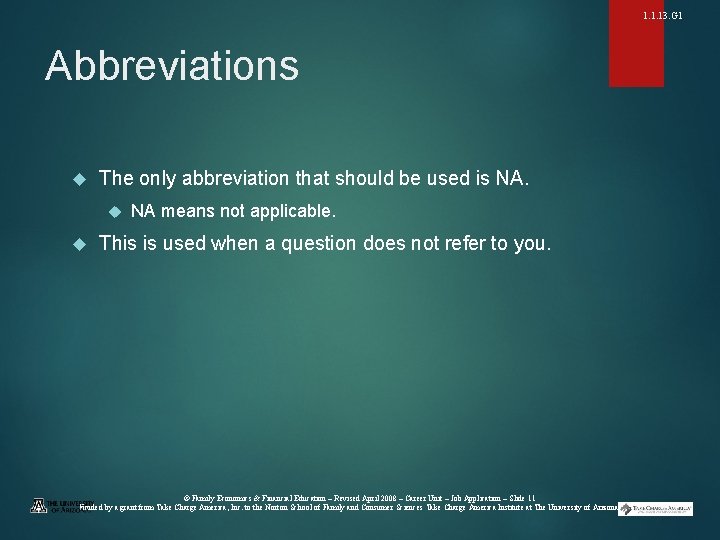 1. 1. 13. G 1 Abbreviations The only abbreviation that should be used is