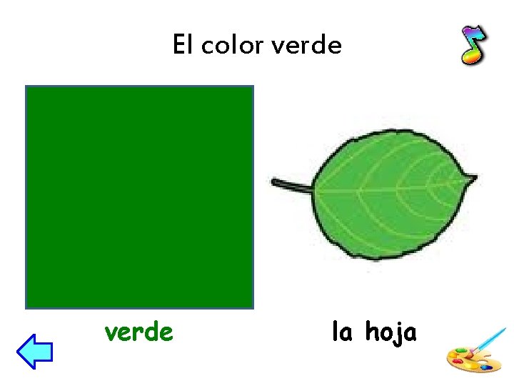 El color verde la hoja 