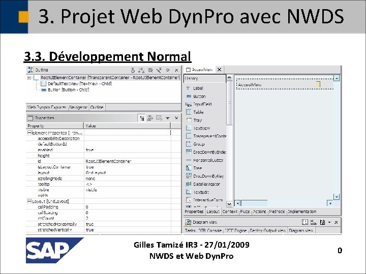 3. Projet Web Dyn. Pro avec NWDS 3. 3. Développement Normal Gilles Tamizé IR