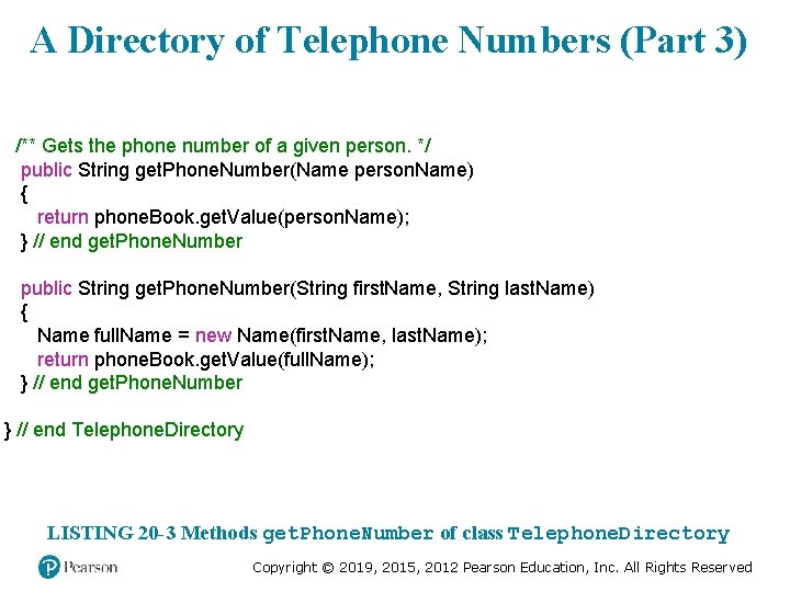 A Directory of Telephone Numbers (Part 3) /** Gets the phone number of a A Directory of Telephone Numbers (Part 3) /** Gets the phone number of a
