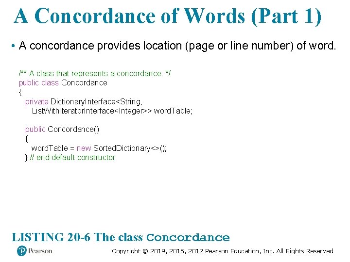 A Concordance of Words (Part 1) • A concordance provides location (page or line A Concordance of Words (Part 1) • A concordance provides location (page or line