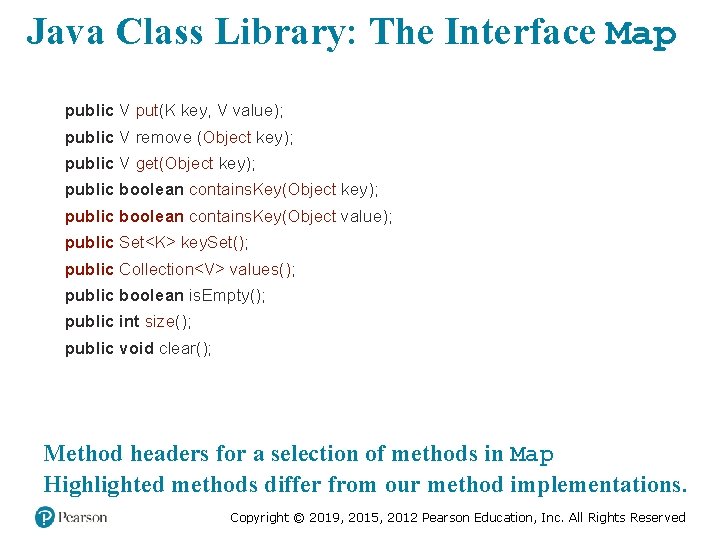 Java Class Library: The Interface Map public V put(K key, V value); public V Java Class Library: The Interface Map public V put(K key, V value); public V