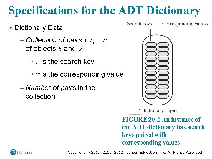 Specifications for the ADT Dictionary • Dictionary Data – Collection of pairs (k, v) Specifications for the ADT Dictionary • Dictionary Data – Collection of pairs (k, v)