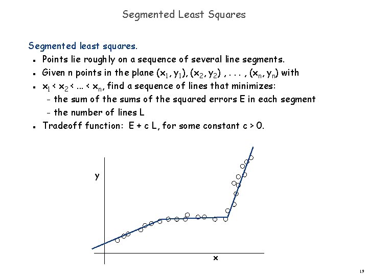 Segmented Least Squares Segmented least squares. Points lie roughly on a sequence of several
