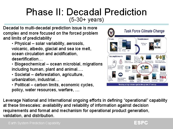 Phase II: Decadal Prediction (5 -30+ years) Decadal to multi-decadal prediction issue is more