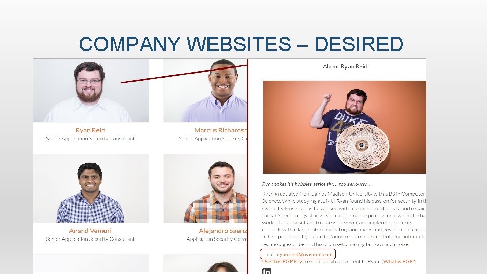 COMPANY WEBSITES – DESIRED RESULT 