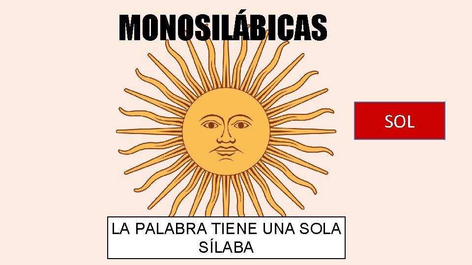 MONOSILÁBICAS SOL LA PALABRA TIENE UNA SOLA SÍLABA 