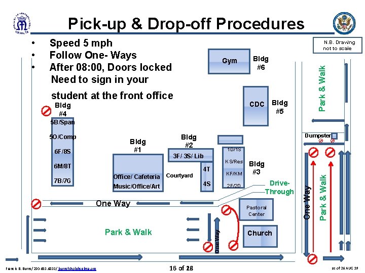 Pick-up & Drop-off Procedures Speed 5 mph Follow One- Ways After 08: 00, Doors