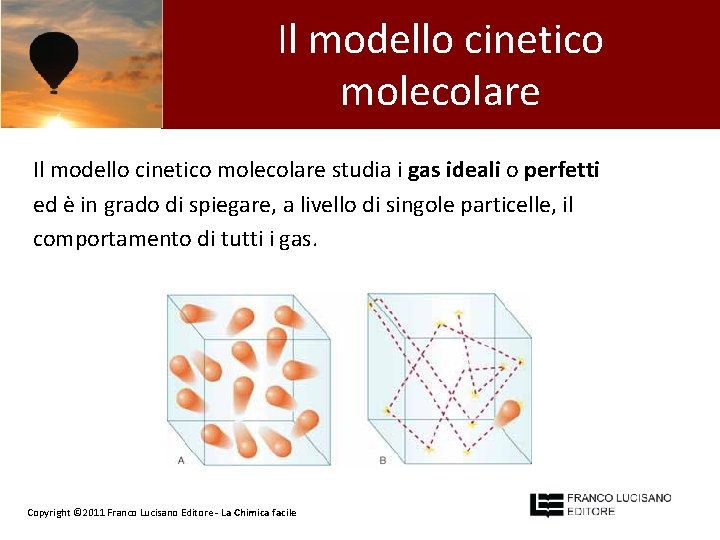 Il modello cinetico molecolare studia i gas ideali o perfetti ed è in grado