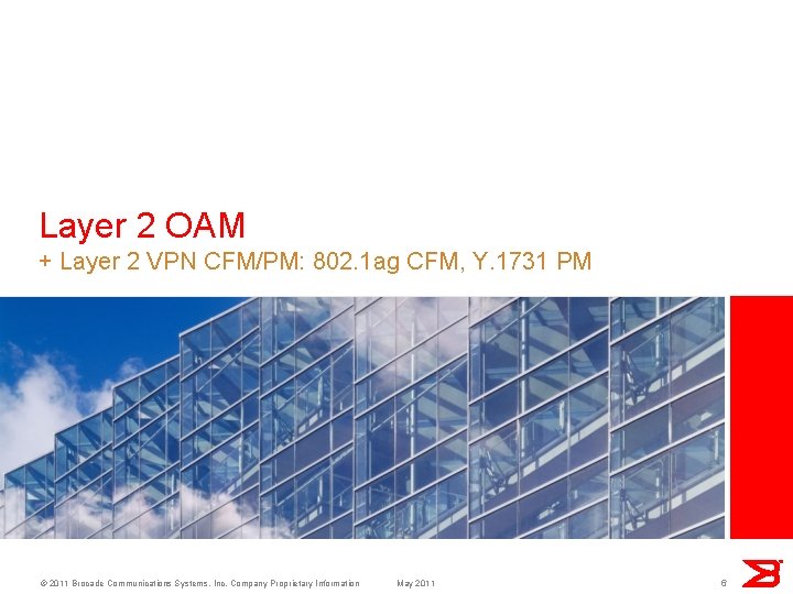 Layer 2 OAM + Layer 2 VPN CFM/PM: 802. 1 ag CFM, Y. 1731
