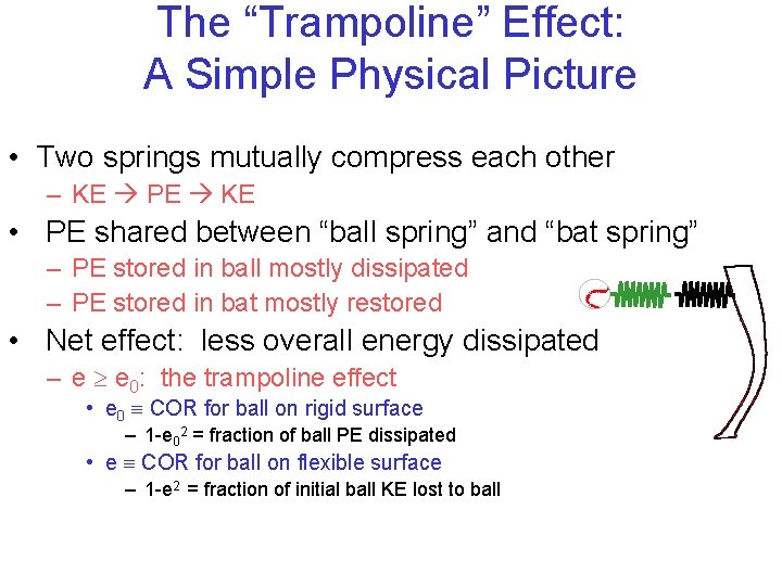 The “Trampoline” Effect: A Simple Physical Picture • Two springs mutually compress each other