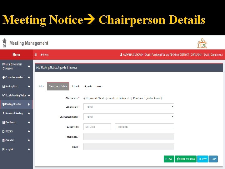Meeting Notice Chairperson Details 