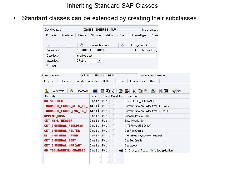 Inheriting Standard SAP Classes • Standard classes can be extended by creating their subclasses.