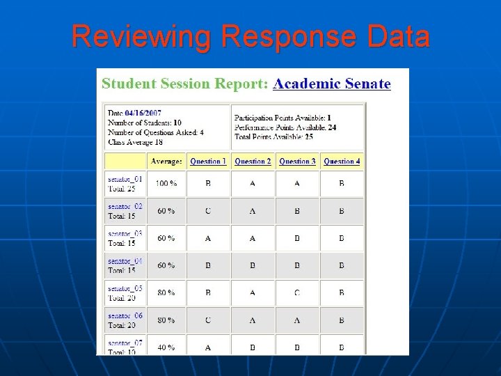 Reviewing Response Data 