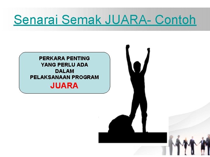 Senarai Semak JUARA- Contoh PERKARA PENTING YANG PERLU ADA DALAM PELAKSANAAN PROGRAM JUARA 