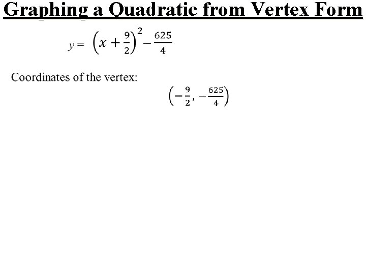 Graphing a Quadratic from Vertex Form 