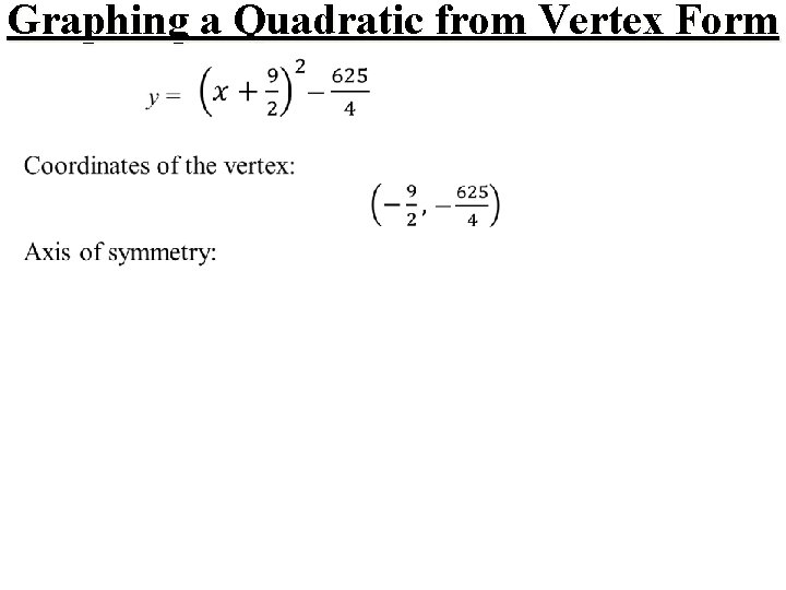 Graphing a Quadratic from Vertex Form 