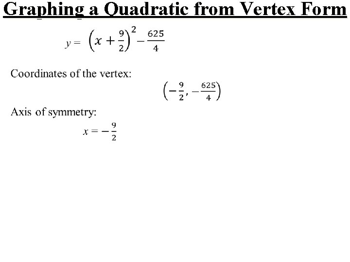 Graphing a Quadratic from Vertex Form 