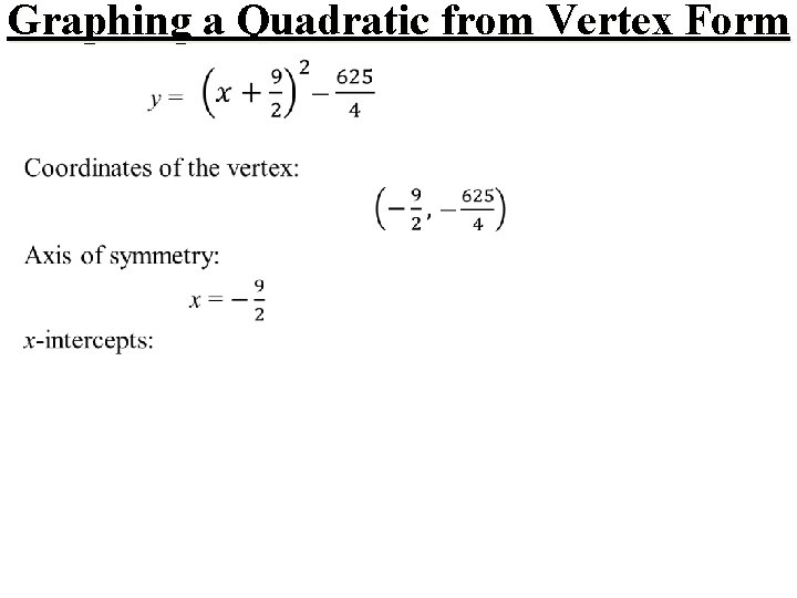 Graphing a Quadratic from Vertex Form 