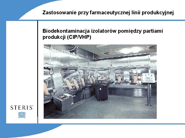 Zastosowanie przy farmaceutycznej linii produkcyjnej Biodekontaminacja izolatorów pomiędzy partiami produkcji (CIP/VHP) 