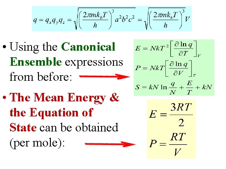 • Using the Canonical Ensemble expressions from before: • The Mean Energy &
