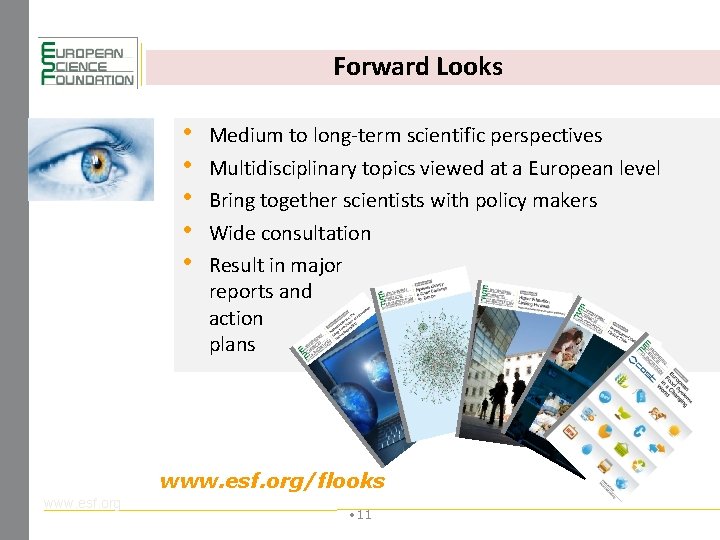 Forward Looks • • • Medium to long-term scientific perspectives Multidisciplinary topics viewed at