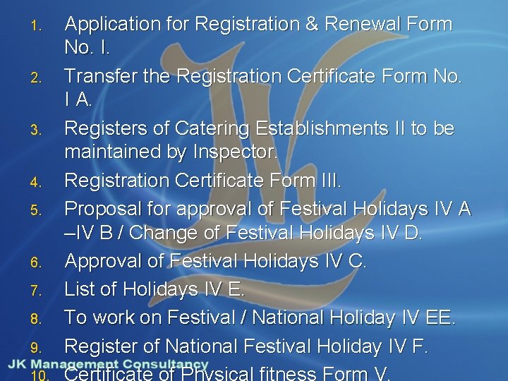 1. 2. 3. 4. 5. 6. 7. 8. 9. Application for Registration & Renewal