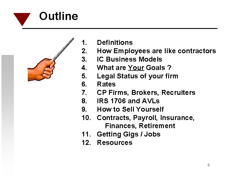 Outline 1. 2. 3. 4. 5. 6. 7. 8. 9. 10. Definitions How Employees