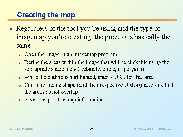 Creating the map n Regardless of the tool you’re using and the type of