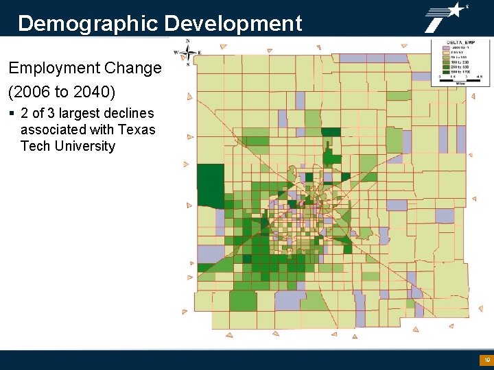 Demographic Development Employment Change (2006 to 2040) § 2 of 3 largest declines associated