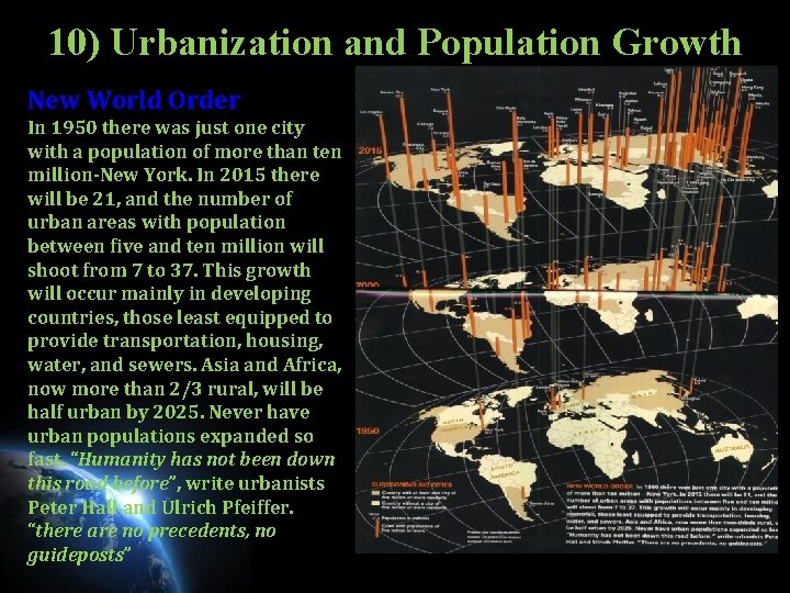 10) Urbanization and Population Growth New World Order In 1950 there was just one