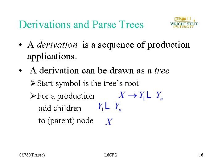 Derivations and Parse Trees • A derivation is a sequence of production applications. • Derivations and Parse Trees • A derivation is a sequence of production applications. •