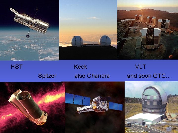 HST Keck Spitzer also Chandra VLT and soon GTC… 