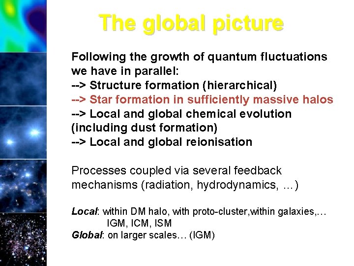 The global picture Following the growth of quantum fluctuations we have in parallel: -->
