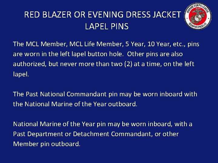 RED BLAZER OR EVENING DRESS JACKET LAPEL PINS The MCL Member, MCL Life Member,